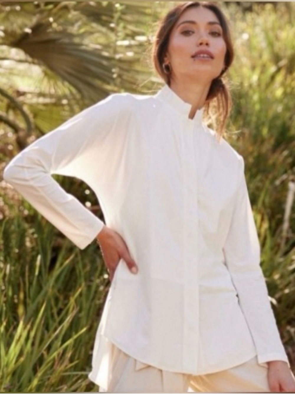 ADAY Something Borrowed White Performance Button Up Shirt Large